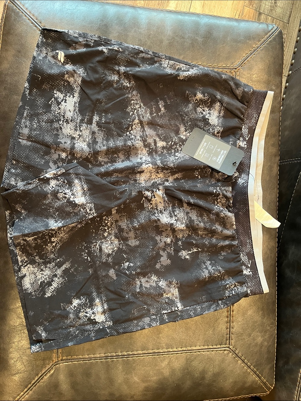 Fabletics Black & White Abstract Athletic Shorts